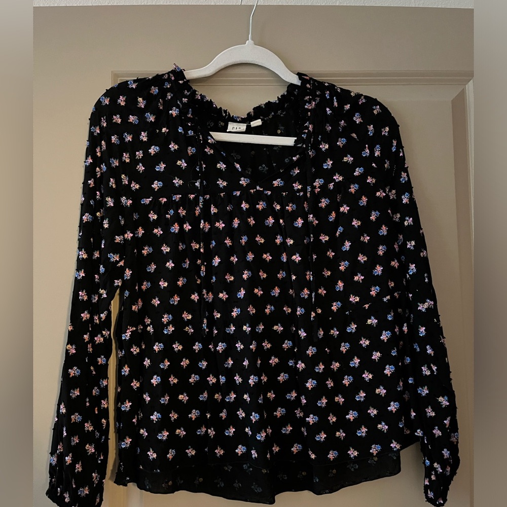 Gap Black Blouse with Flowers
